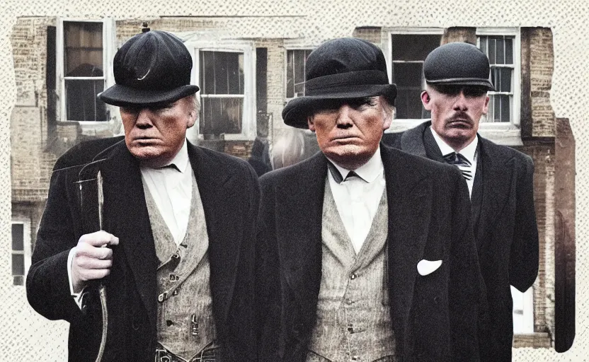 Image similar to “ trump in the peaky blinders ”