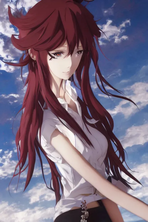 Image similar to Makise kurisu, steins gate, dramatic, elaborate emotive Baroque and Rococo styles to emphasize beauty as a transcendental, 8k image, ultra-realistic, the style of WLOP