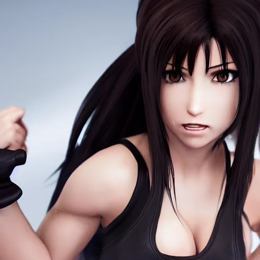 Image similar to high quality headshot of tifa lockhart, trending on artstation