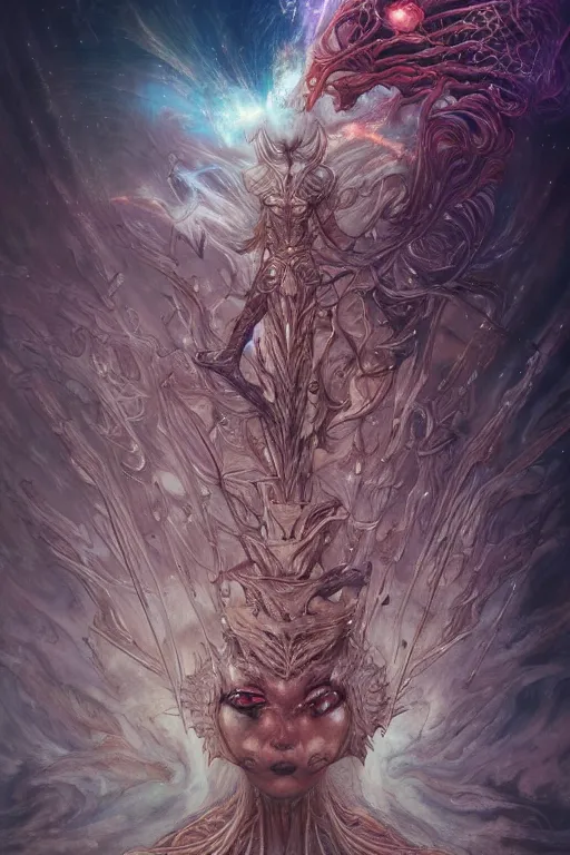 Image similar to now is the time to relaunch the dream weapon, by artgerm and yoshitaka amano and moebius and hr giger and zdislaw beksinski, hyperdetailed, surreal, dc comics, ornate, stunning, nebula, explosions in the sky, trending on artstation