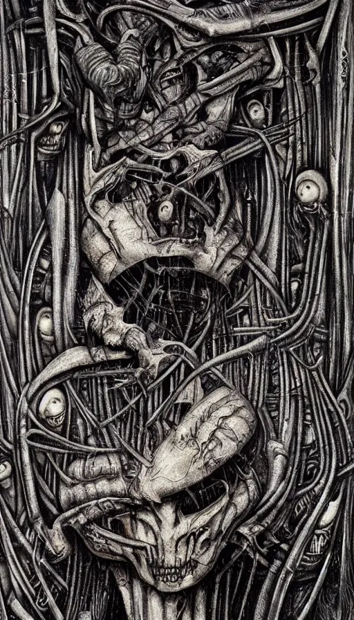 Image similar to the end of the world, by hr giger