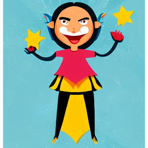 Prompt: super excited young girl, vector graphic, illustration, adobe illustrator,