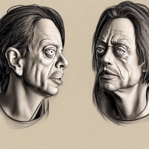 Image similar to A spoon that lies on a kitchen counter has the face of Steve buscemi, highly_detailed!!, Highly_detailed_face!!!, artstation, concept art, sharp focus, illustration, art by Leonardo da Vinci and Michelangelo and Botticelli