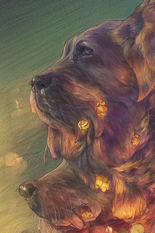 Prompt: a beautiful hyperdetailed illustration of my dog cooper, perfectly shaded, atmospheric lighting, style of studio ghibli, makoto shinkai, raphael lacoste, louis comfort tiffany, artgerm, james jean, victo ngai, ross tran, chinese style