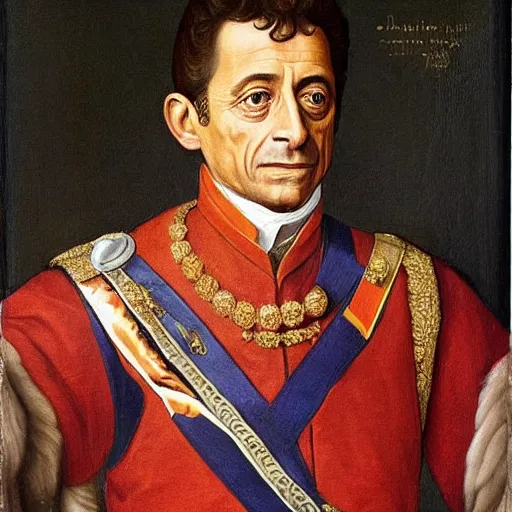 Image similar to renaissance portrait of Nicolas Sarkozy as a french king