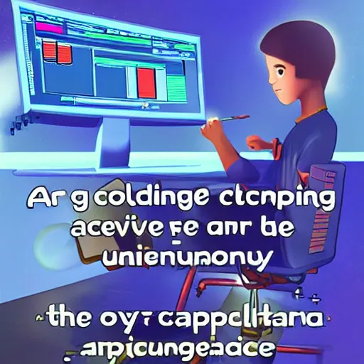 Prompt: a boy coding in a celestial computer to save the universe