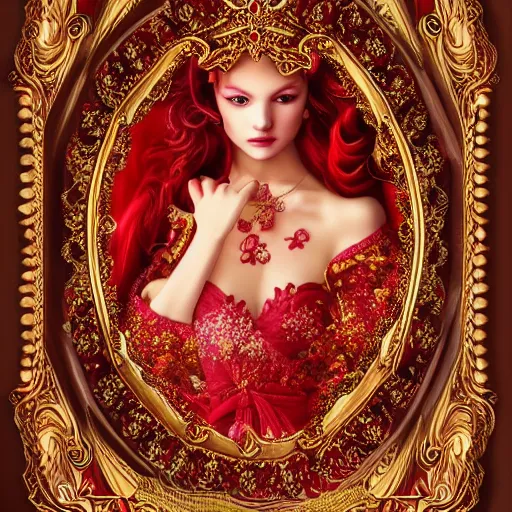 Image similar to princess of ruby, gorgeous, ornate, intricate, detailed, stunning, masterpiece, 4 k