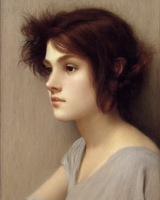 Prompt: realistic detailed face portrait of young beautiful woman by Alexandre Cabanel