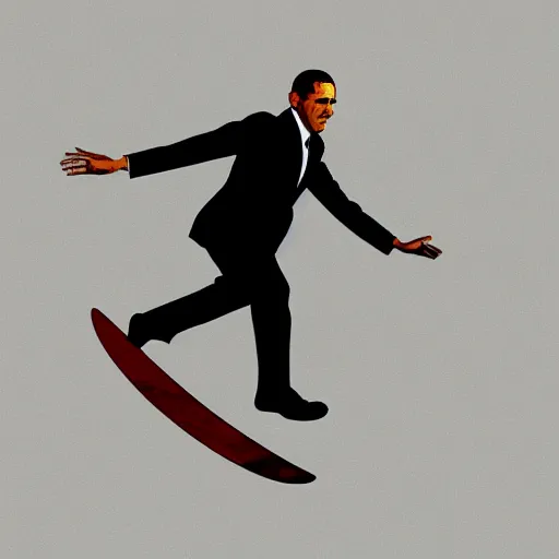 Prompt: Obama skateboarding, digital art