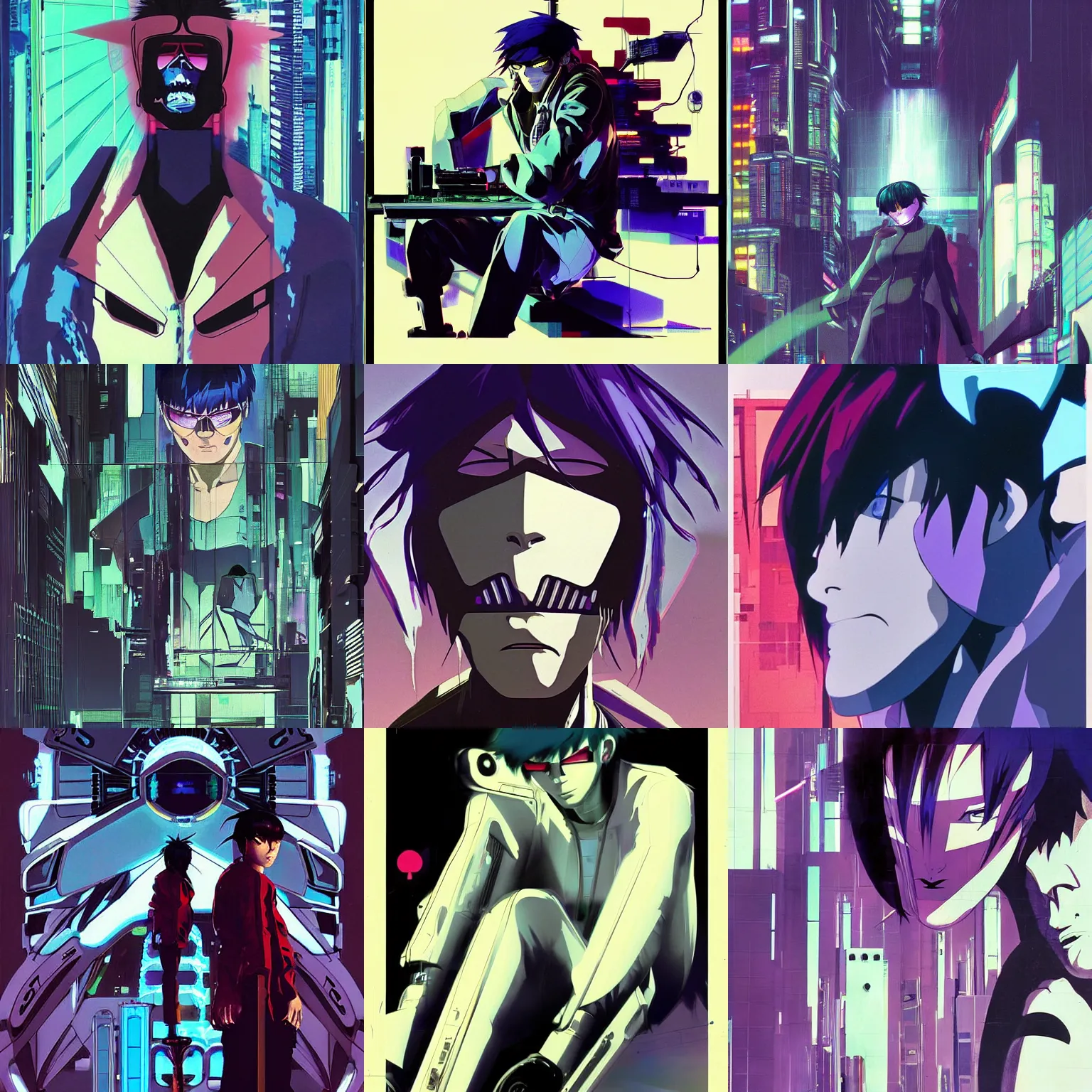 Prompt: glitch ghost in the shell gorillaz portrait by makoto shinkai concept art by syd mead