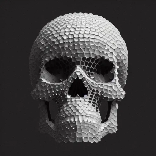 Prompt: human skull made of crystals, 3D, octane render, rtx, ultra detailed