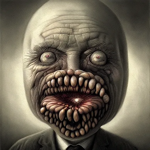 Prompt: visceral reaction to foul beings. by anton semenov, hyperrealistic photorealism acrylic on canvas