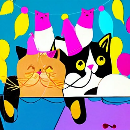 Prompt: cats party