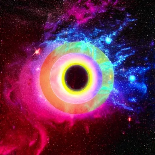 Prompt: Rainbow singularity in space