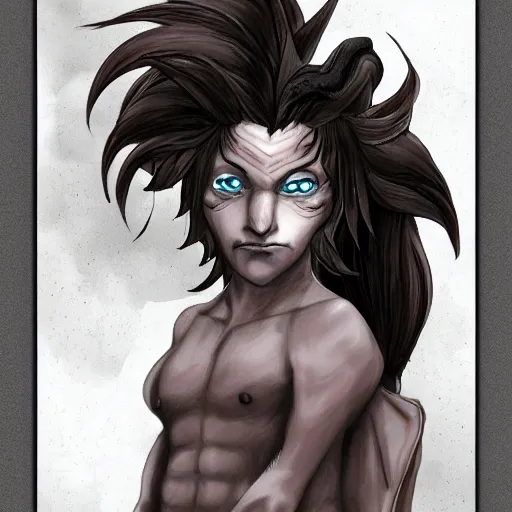 Image similar to cloud genasi satyr, character portrait, hopeful expression, candid