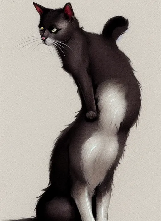 Image similar to a cat thinking about what he had done, everything slowly falling, elegant, highly detailed, digital illustration, trending in artstation, trending in pinterest, glamor photo, concept art, smooth, sharp focus, art by artgerm and greg rutkowski