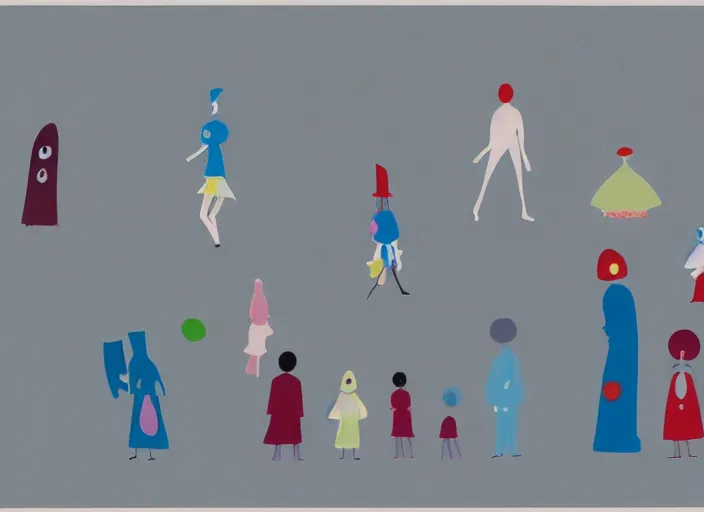 Prompt: character shape design exploration silhouettes of a family of ghosts, minimalist mixed media layout from masaaki yuasa ( 1 9 9 7 )