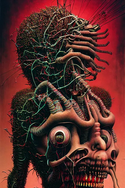 Image similar to a hyperrealistic painting of a 3 d nightmare with giant mechanical doll monster, cinematic horror by chris cunningham, lisa frank, richard corben, highly detailed, vivid color, beksinski painting, part by adrian ghenie and gerhard richter. art by takato yamamoto. masterpiece