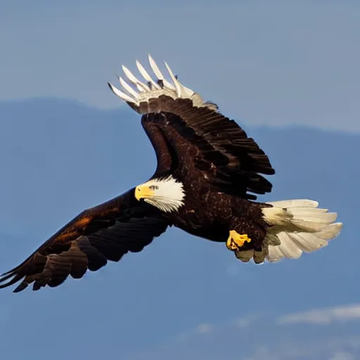 Image similar to photo of a giant bald eagle with mountain