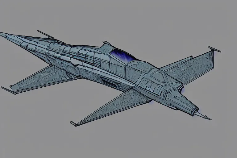 Prompt: colored lovecraftian starfighter isometric illustration, technical drawing, sci fi, black background