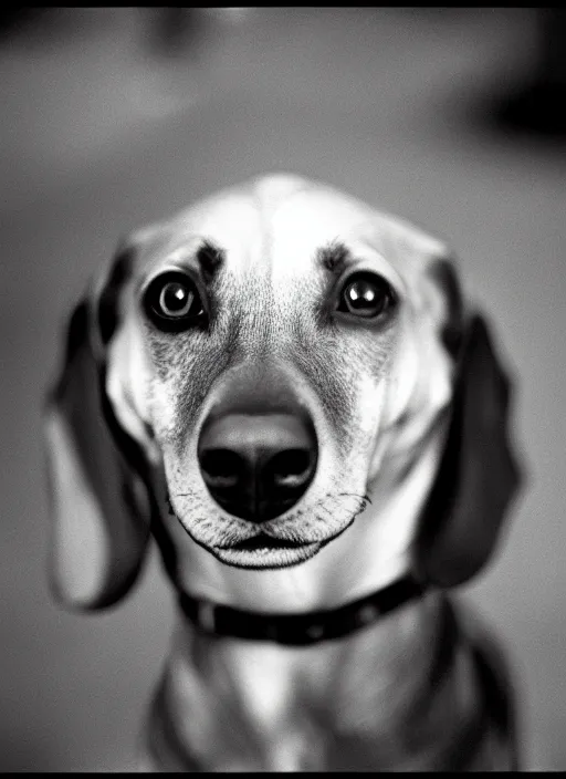 Image similar to Portrait of a dachshund, Leica m6, 85mm, fine-art photography, f/1.8, by Steve McCurry