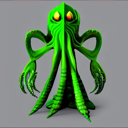 Image similar to a low poly model of Cthulhu