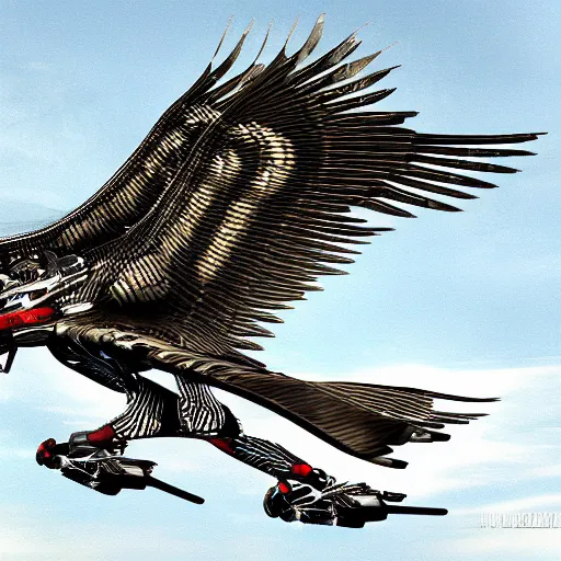 Image similar to flying hawk with cybernetic aerodynamic parts, close shot, speed, dynamic, expression, digital art