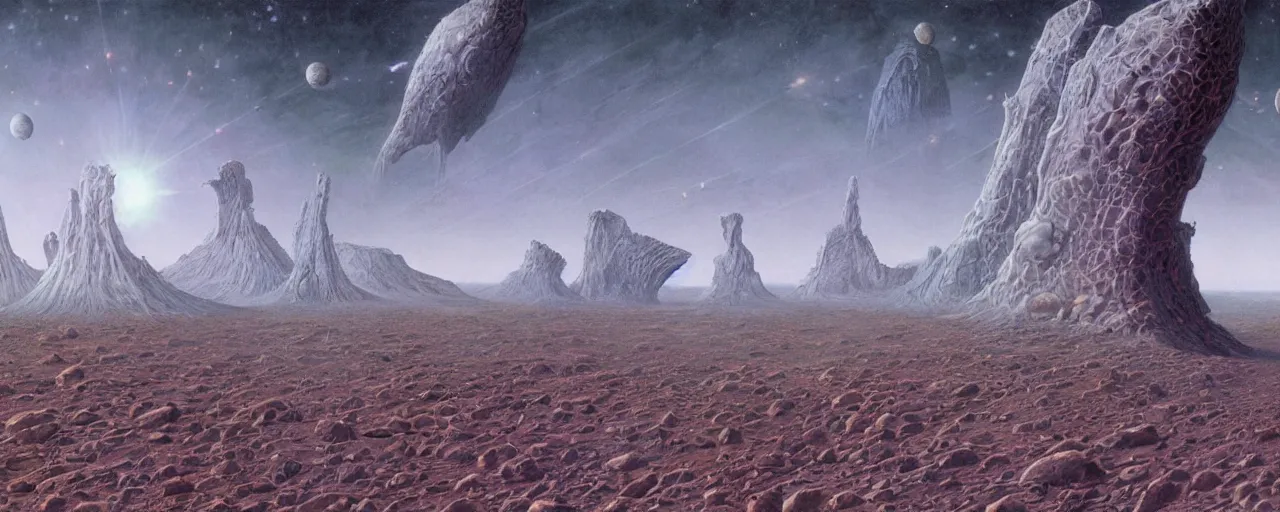 Image similar to space panorama by wayne barlowe