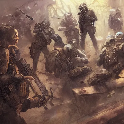 Image similar to tactical team in the underworld, by jon foster