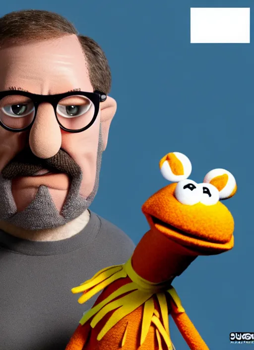 Image similar to studio portrait still of muppet!!!!! gordon freeman!!!!!! as a muppet muppet as a muppet, 8 k, studio lighting, key light,