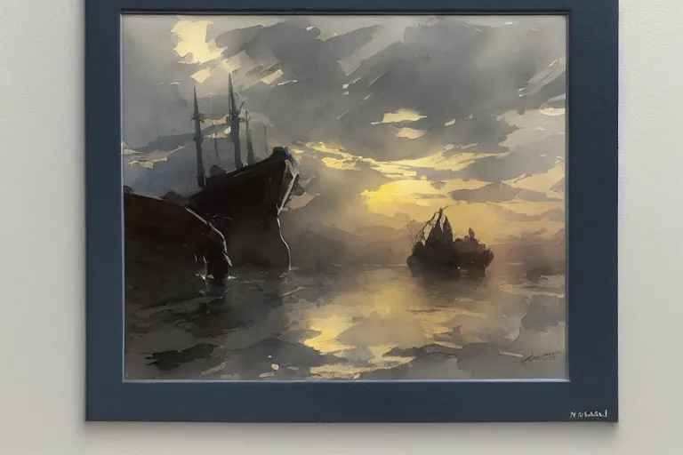 Prompt: small centered on watercolor paper, paint brush strokes, abstract watercolor painting of silver dawn, cinematic light, american romanticism by hans dahl, by jesper ejsing, by anders zorn, by greg rutkowski, by greg manchess, by tyler edlin