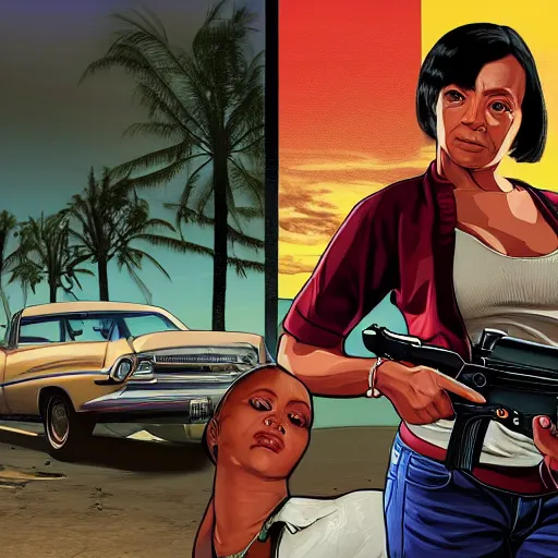 Image similar to vicky pollard, GTA V, cover art