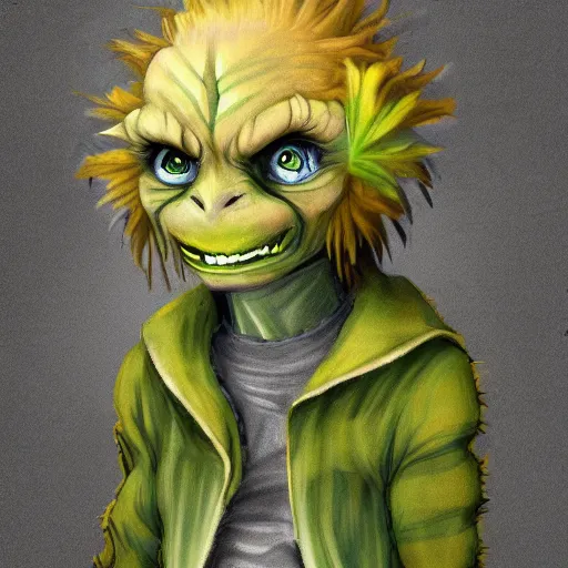 Image similar to Dandelion goblin monster, semi realistic, anime art style, trending on art station