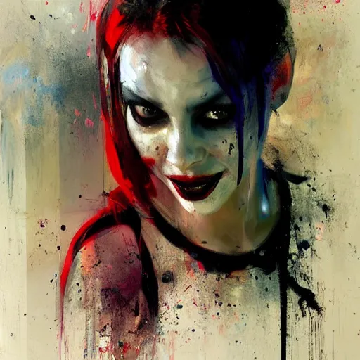 Prompt: harley quinn by jeremy mann