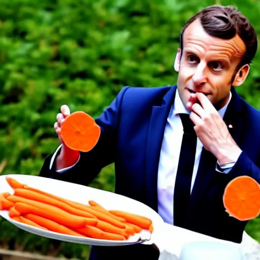 Image similar to « emmanuel macron, eating carrots »