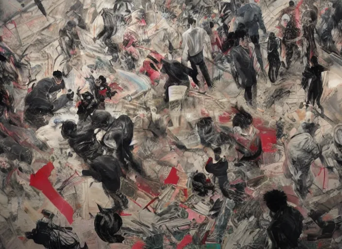 Image similar to unpunished crime, original concept by cecily brown, adrian ghenie and zeng fanzhi, intense atmosphere, very angry feeling, not very abstract