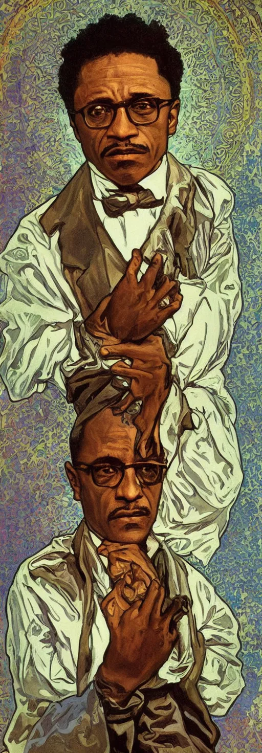 Image similar to gustavo fring as saint hyper realistic painting 1 9 0 0 s alphonso mucha