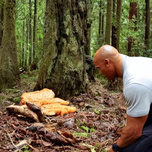 Image similar to the rock eating meat off the forest floor