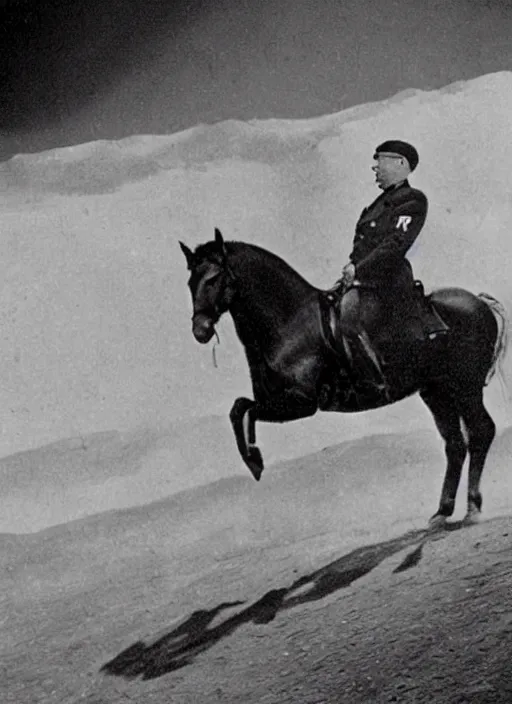 Prompt: hitler riding a horse in the moon