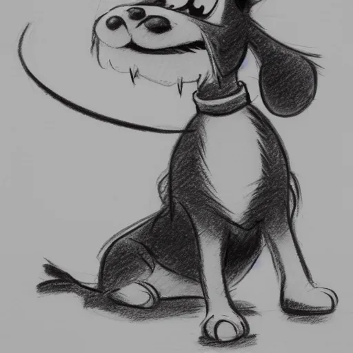 Image similar to milt kahl pencil sketch of happy mini schnauzer cartoon lady and the tramp style