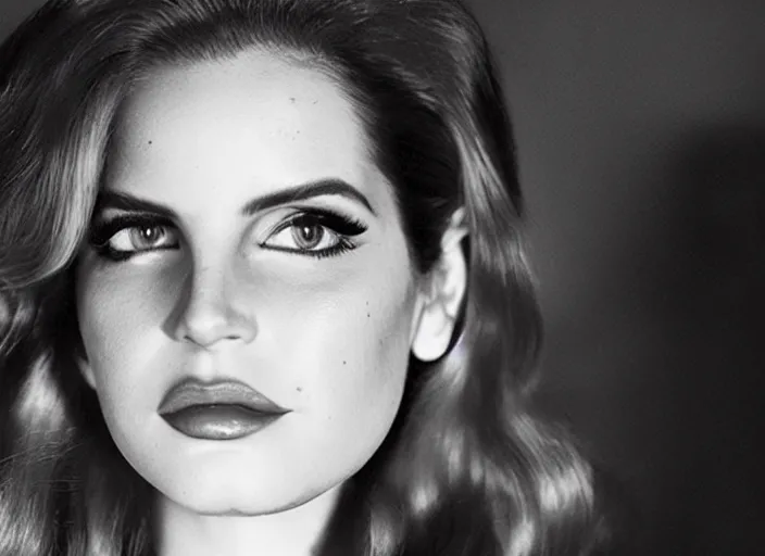 Image similar to still of a lana del rey with an alien facehugger on her face.