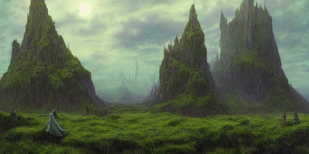 Image similar to The elegant single lonesome fantasy Magical wizards tower, green fields in the background, wide angle, cinematic, art by Donato Giancola and Bayard Wu, digital art, trending on artstation