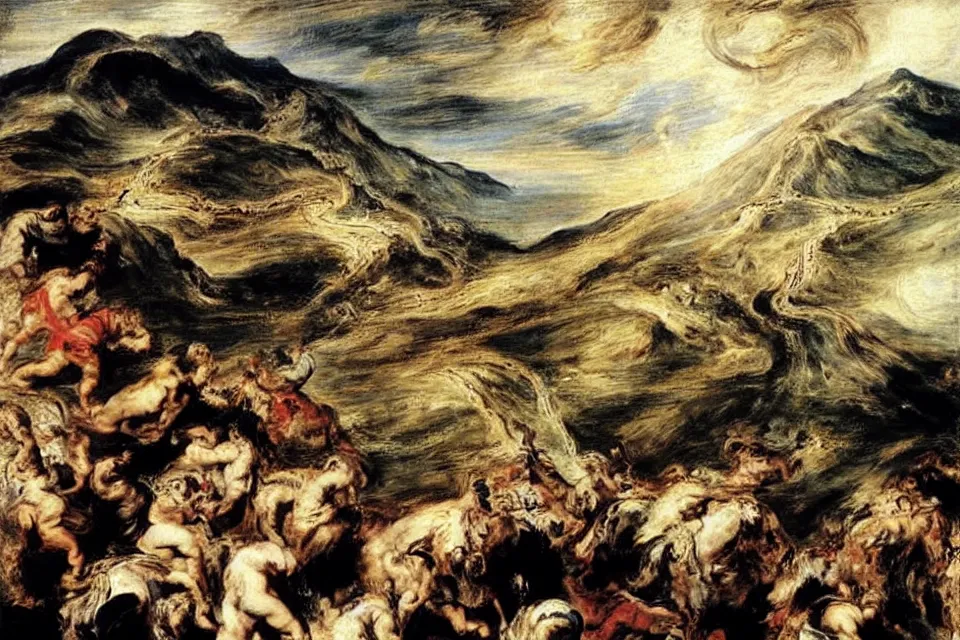 Prompt: the great wall, peter paul rubens.