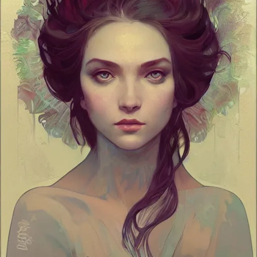 Prompt: a portrait in the style of anna dittmann and greg rutkowski and alphonse mucha.