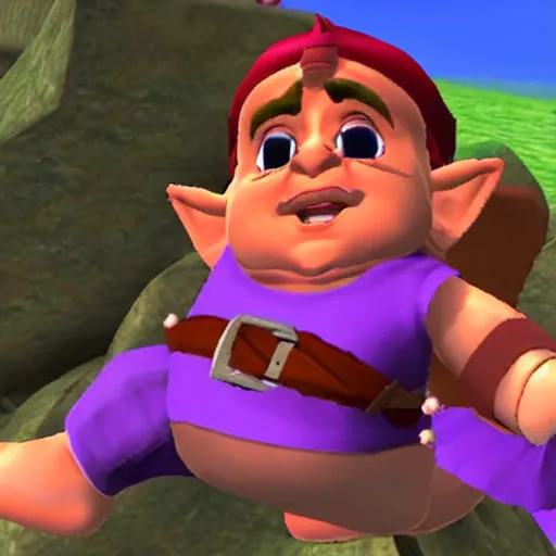 Prompt: a screenshot of Danny DeVito in the role of Link in Ocarina of Time