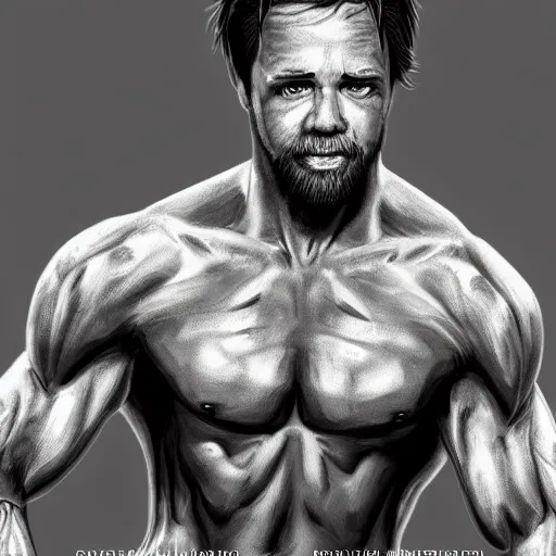 Image similar to shaggy as a muscular gigachad, elegant muscular body, digital painting, realistic lighting, highly detailed