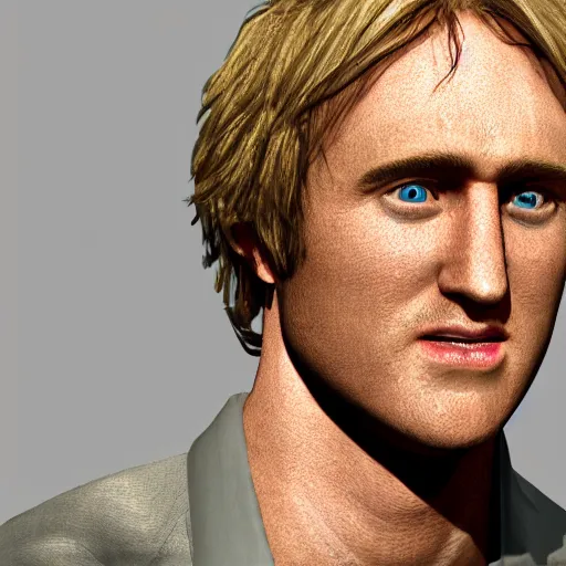 Prompt: a texture map for a character model of owen wilson