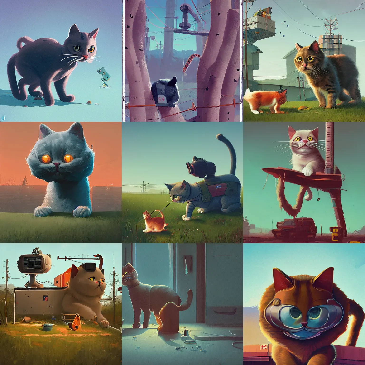 Prompt: by stalenhag simon cute cat