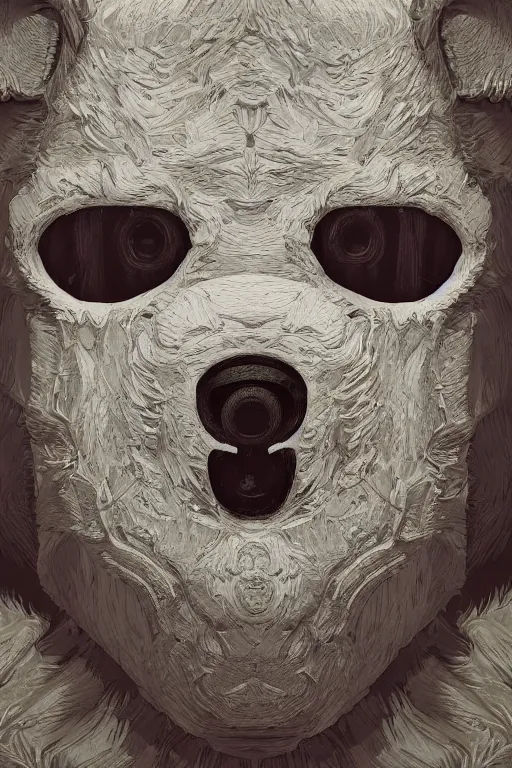 Prompt: portrait of a creepy horror carbon monoxide, teddy bear with mask . intricate abstract. intricate artwork. nightmare fuel. terrifying. by Tooth Wu, wlop, beeple, dan mumford , trending on artstation, greg rutkowski very coherent symmetrical artwork. cinematic, hyper realism, high detail, octane render, 8k, iridescent accents