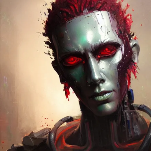 Image similar to portrait of shodan, system shock 2, painted by greg rutkowski, painted by stanley artgerm, painted by igor kieryluk, digital art, promotional art, trending on artstation